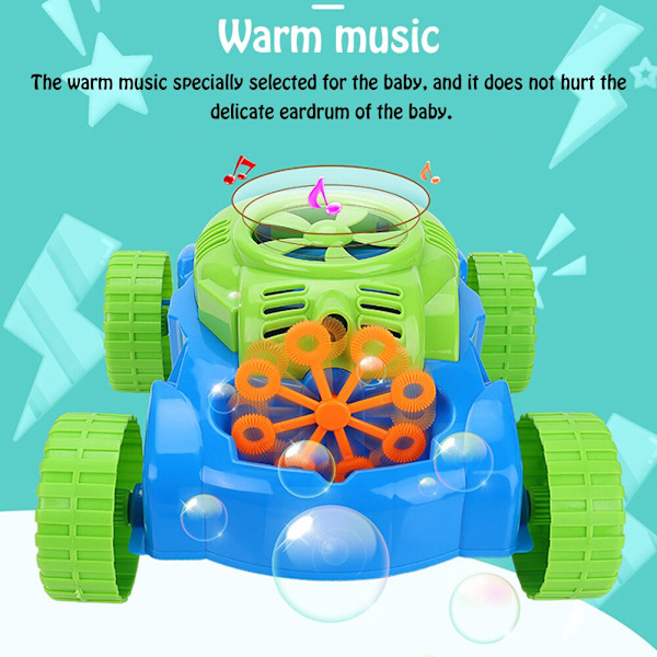 Utomhusspel Push Toys Elektronisk Bubble Mower Walker Bubble
