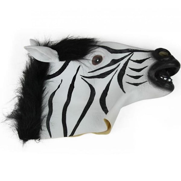 Helhuvud Zebra Gummi Mask Latex Animal Creepy For