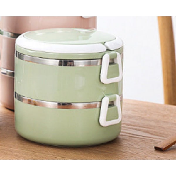 2 Layer Lunch Box Bärbar rostfritt stål Thermal för mat
