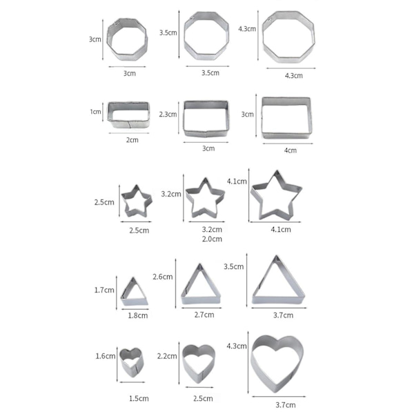 Mini geometrisk formad kaka kex Cutter Set 24 Count