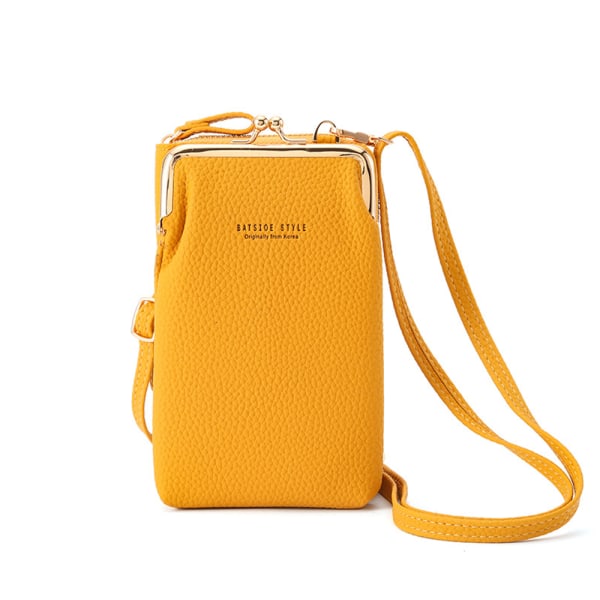 Vertikal plånbok för damer, dragkedja med stor kapacitet mellan längd Yellow