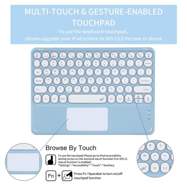 Runt tangentbordsfodral Case bluetooth för case