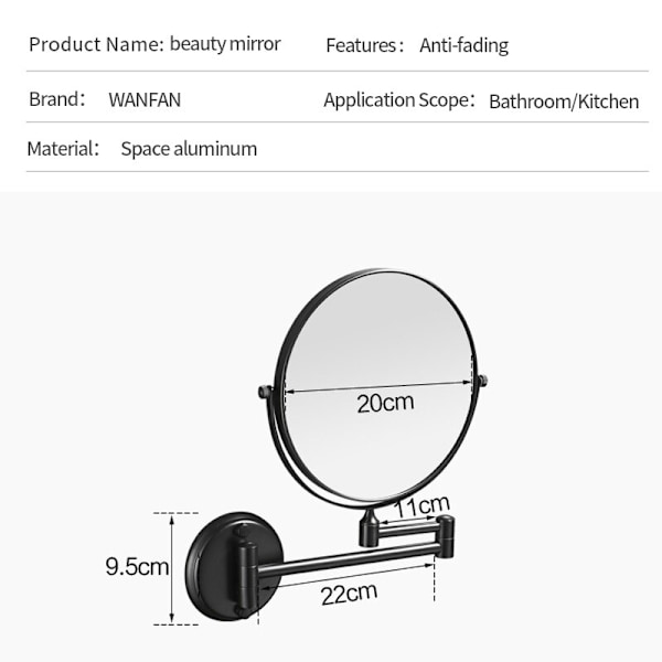 Badspegel Makeup Magnifier Speglar 1:1 och 1:3 360 Rotera