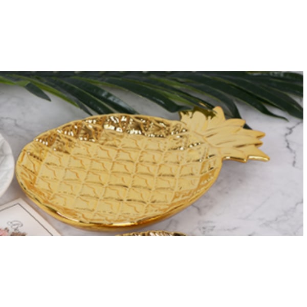 Keramisk ananas förvaringsbricka gyllene ananas formad