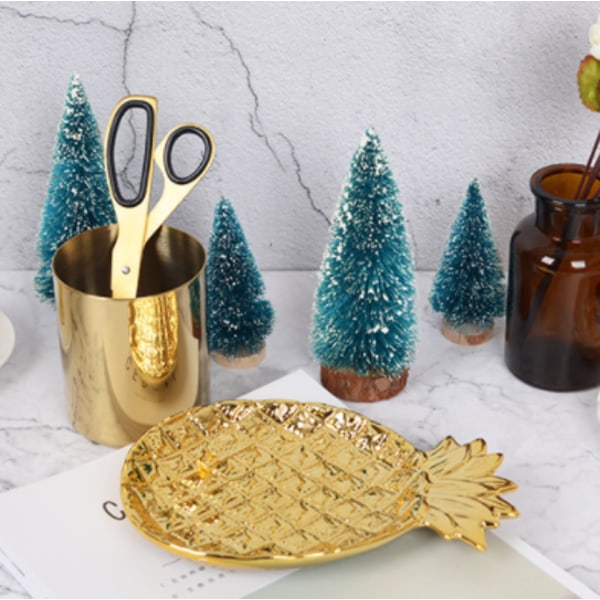 Keramisk ananas förvaringsbricka gyllene ananas formad