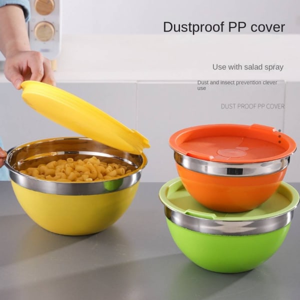 Amerikansk bestickskål i rostfritt stål, kreativ salladsnudla Colorful 30cm