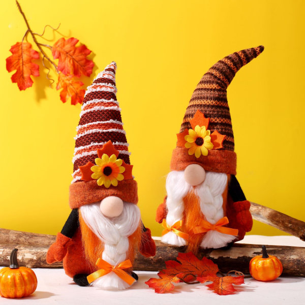 Skörda Maple Leaf Ansiktslös docka, Gnome Thanksgiving höst Colorful female