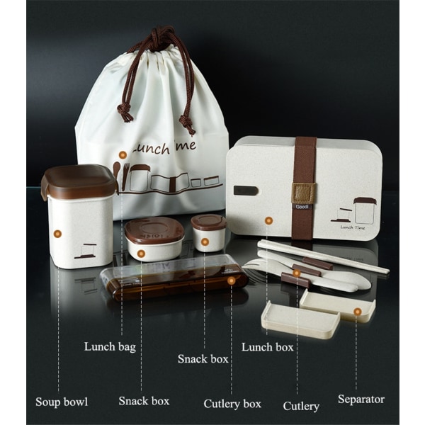 Wheat Straw Lunchbox Set Med Thermal Bag Servis Bpa