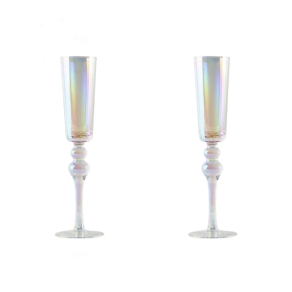 2st 220ml Rainbow Champagne Flutes Premium Crystal Hand