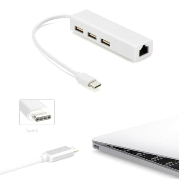 USB-C/TYPE-C till ETHERNET LAN Internet RJ45-kabeladapter