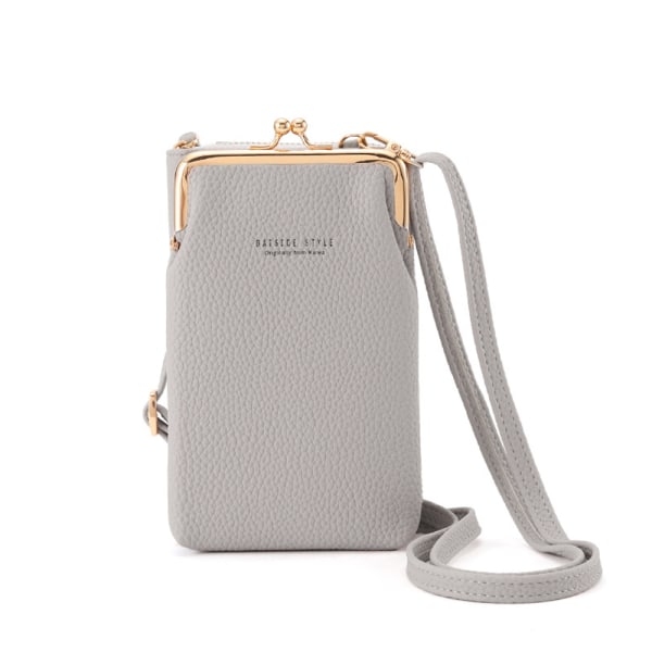 Vertikal plånbok för damer, dragkedja med stor kapacitet mellan längd Grey