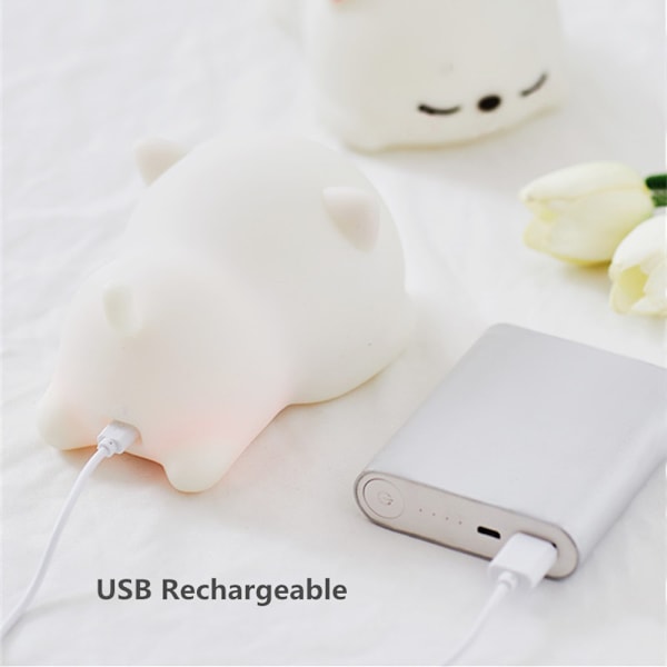 LED Nattljus Touch Sensor Färgglad tecknad silikon USB