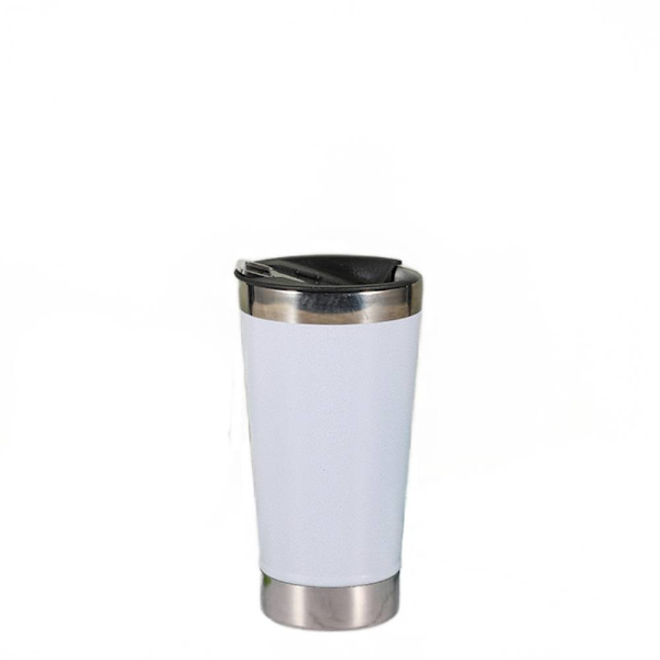 17 oz bilmugg i rostfritt stål, bärbar ölmugg för bil, dubbel White