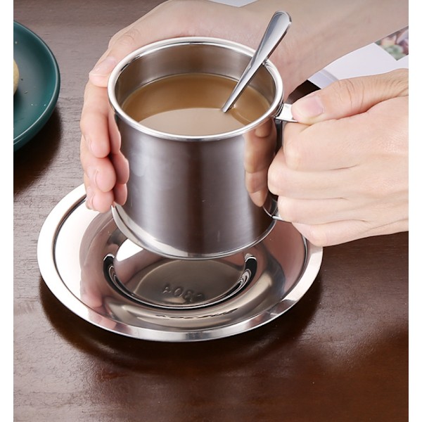 Kopp & fat Set med rostfri sked kaffeapparat