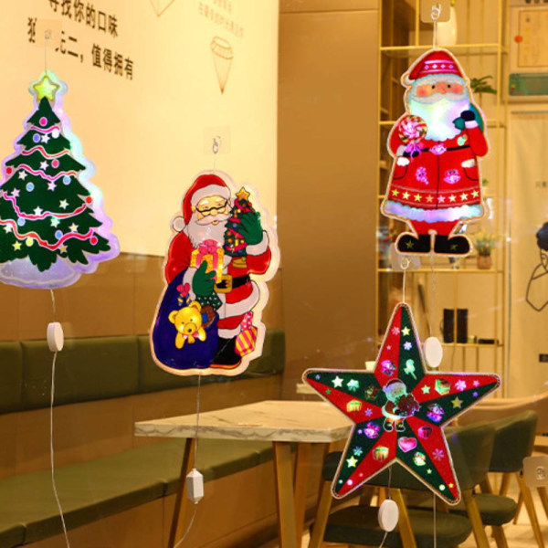 Nyår juldekoration ljus, festligt fönster Colorful Santa - Candy