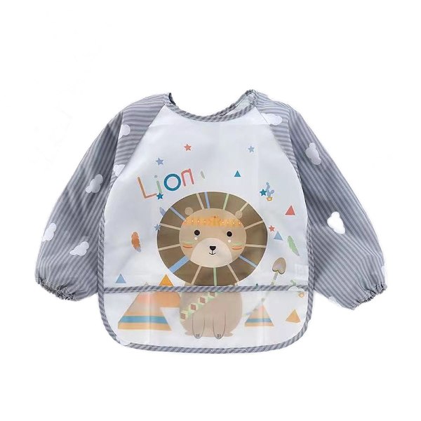 1 st Baby långärmad vattentät haklapp, salivhandduk för barn, Lion One size