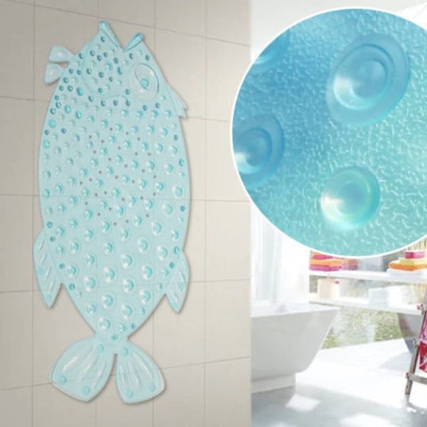 Fashion Fish Shape PVC Badrum Halkskyddsmatta, duschmatta Blue