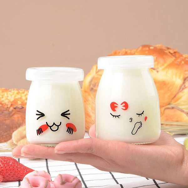 6 st 200ml glasyoghurtflaska Ansiktsuttryck Pudding