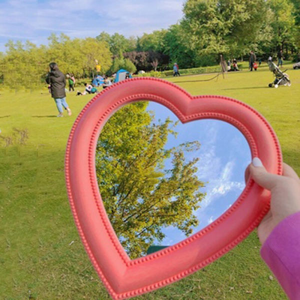 Pink Love Mirror Desktop Sminkspegel Väggmonterad Dubbel användning