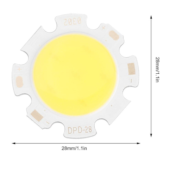 5 st Pure White Round Cob Super Bright Led Smd Chip Light