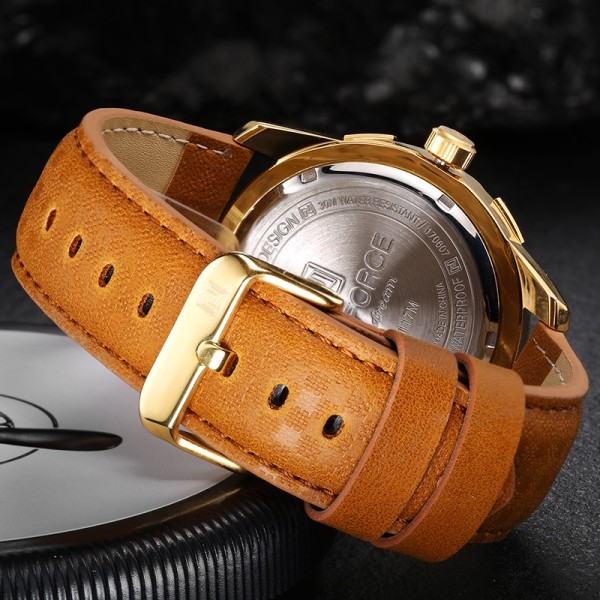 Topp lyxmärke män läder watch män kvarts datum