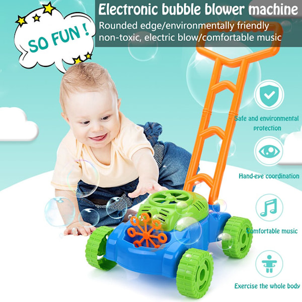 Utomhusspel Push Toys Elektronisk Bubble Mower Walker Bubble