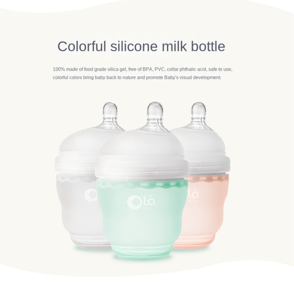 120 ml silikonmjölkflaska, baby med stor diameter Blue
