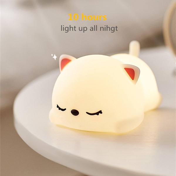 LED Nattljus Touch Sensor Färgglad tecknad silikon USB