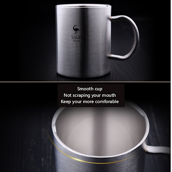 304 isolerad rostfritt stål kaffemugg dubbla vägglager