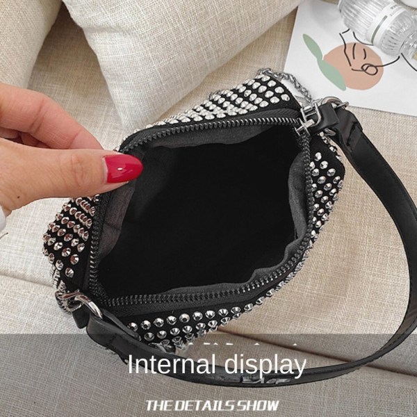 Rhinestone Fashion Enkel axelväska, trendig Black