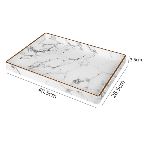 Stor guldkant serveringsbricka marmor tekoppset bricka