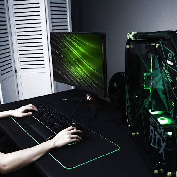 Gummi RGB Luminous Gaming musmatta, LED färgglad skrivbordsdyna
