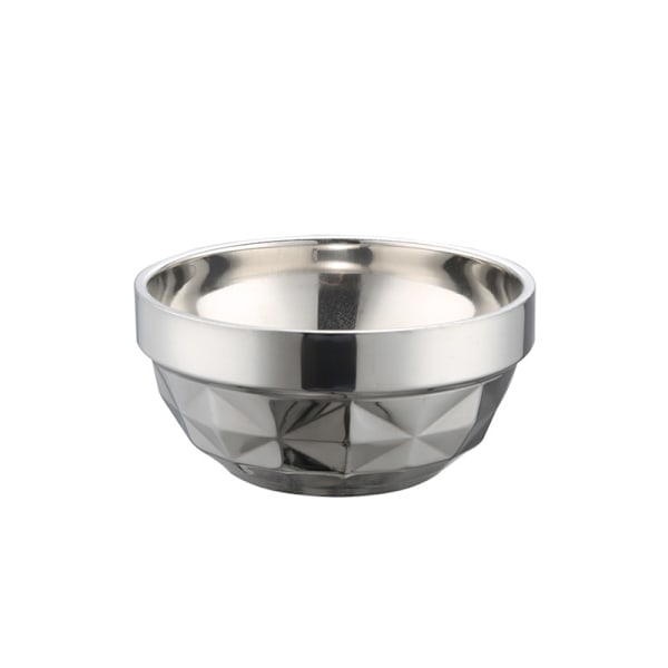 Rostfritt stål förtjockad diamantskål, anti-fall Silver 13cm