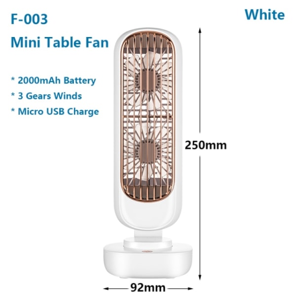 Mini stativfläkt med 2000mAh batteri USB port Dubbla blad