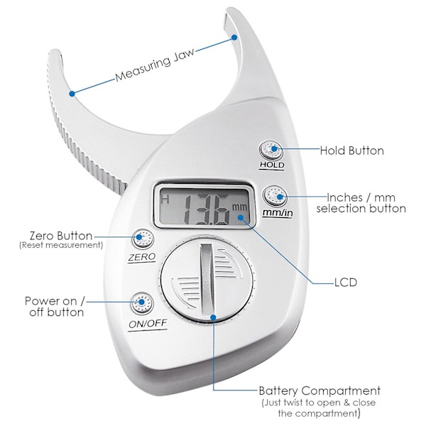 Digital Body Fat Caliper Skinfold Tjocklek Mätning Hud