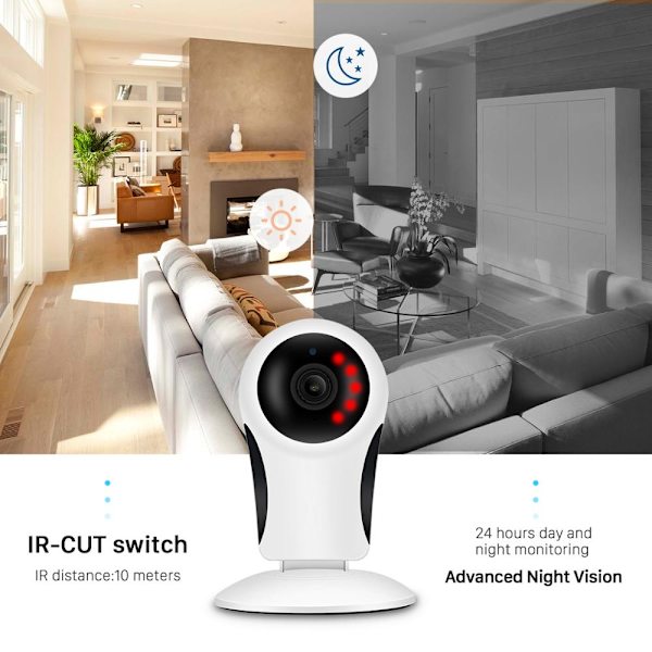 Mini Wifi-kamera inomhus 10M Night Vision Two Way Audio Home