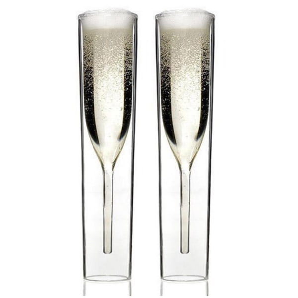 Double Wall Champagne Flutes Munblåst Återanvändbart Glas Best
