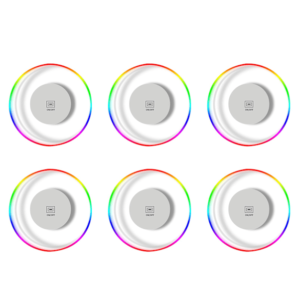 6st Party Home Lysande LED Coaster Färgglad KTV Rund