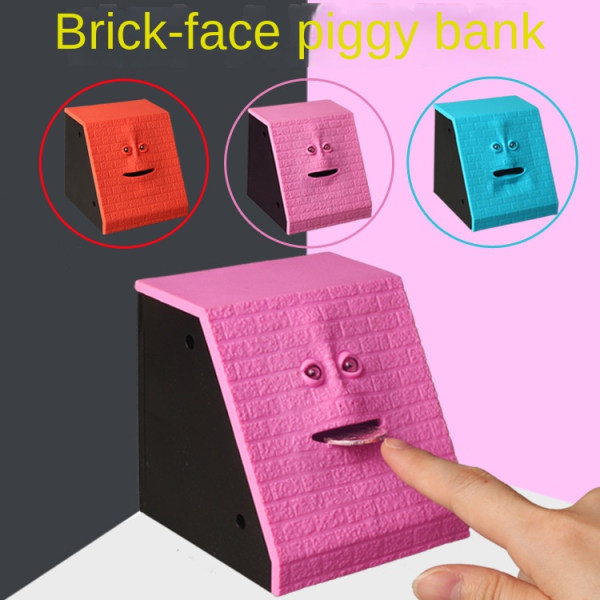 Konstigt ansikte Ät pengar Spargris, Creative Electric Red brick surface
