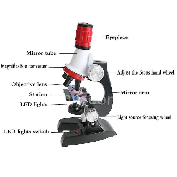 Trinokulärt mikroskop för barn Kit Lab Led