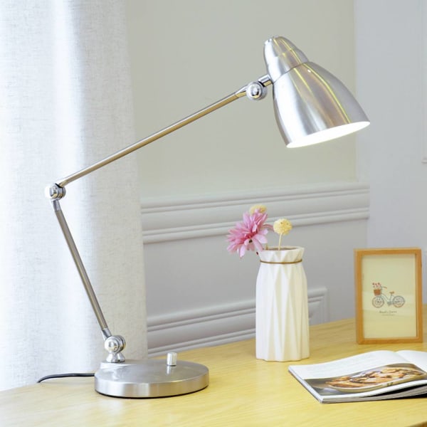 Enkel och kreativ kontorslampa i metall, arbetsstudieläsning Black 12W Bright LED Eye Protection Bulb