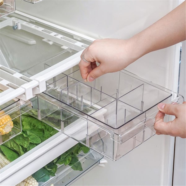 8 Grid Transparent Kylskåp Förvaringslåda Dra ut