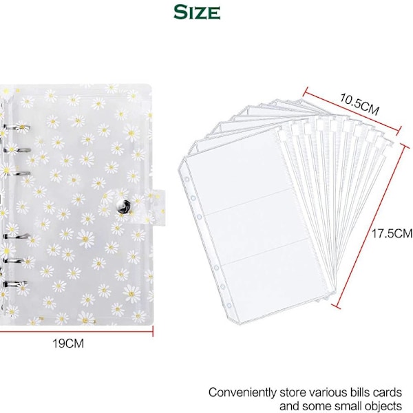 12st A6 Daisy Binder Handbok, Notebook Budget Pärm Transparent