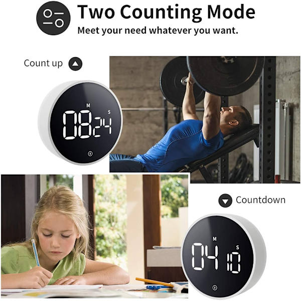 Magnetisk LED Digital Timer Elektronisk Countdown Alarm Clock
