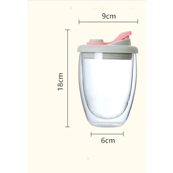 Rosa 450ml Dubbelglas kaffekopp Läcksäker kopp