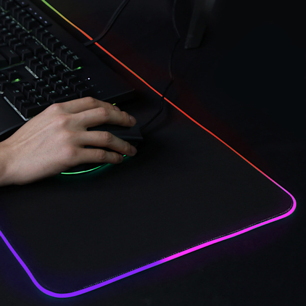 Gummi RGB Luminous Gaming musmatta, LED färgglad skrivbordsdyna