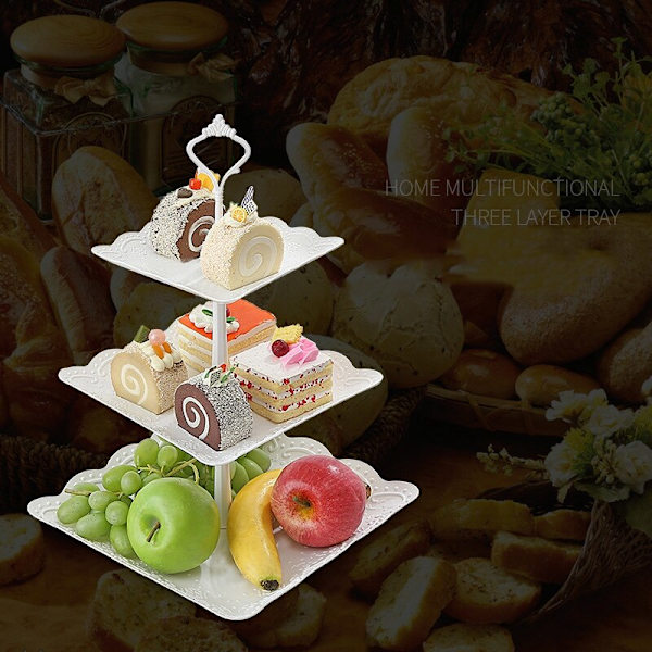 3-vånings Cupcake Display Stand Dessert Tower Fruktbricka För