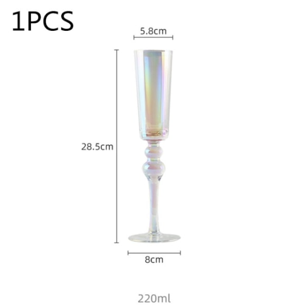 1 st 220ml Rainbow Flutes Premium Crystal Glasögon för bröllop