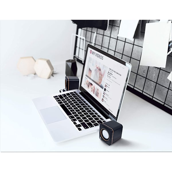 USB driven stereohögtalare, ministorlek, med volymkontroll och