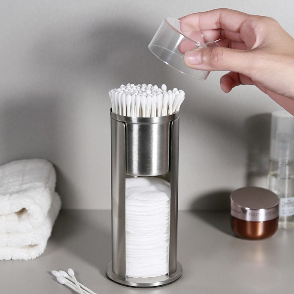 Rostfritt stål Makeup Remover bomullspinne Organizer Hållare